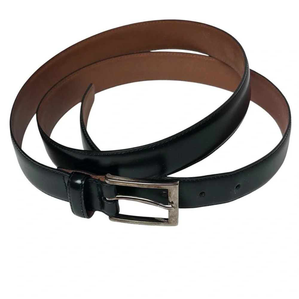Brooks Brothers Black Leather Dress Belt 42” Italy Smooth Gold Buckle